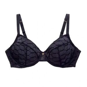 Savage X Fenty Black Underwire‎ Bra 38DD Sheer Lace Adjustable
